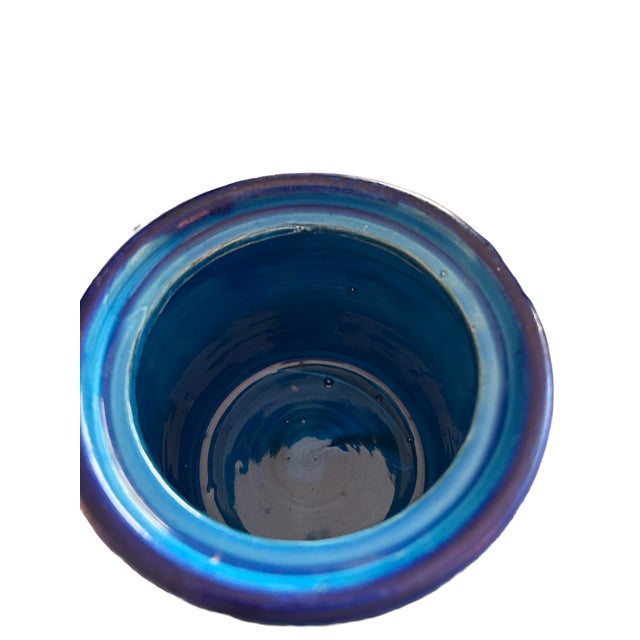 Ceramic Aldo Londi for Bitossi Candy Jar With Top, and Cylindrical Vase From the ‘Liberte’ Collezione. For Sale - Image 7 of 8
