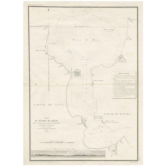 Map of the Madura Strait between Java and Madura Island in Indonesia, 1825 For Sale - Image 6 of 6
