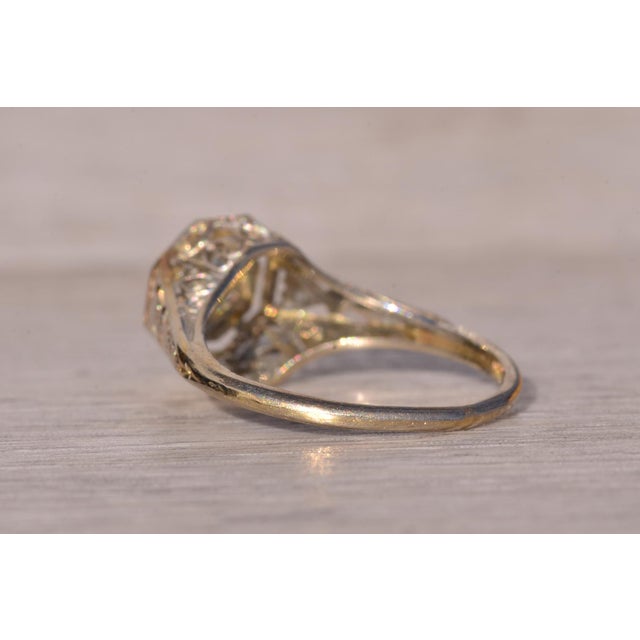 The Stocking: Antique Filigree Engagement Ring in White Gold For Sale In Philadelphia - Image 6 of 11