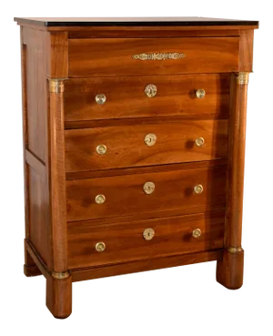 19th C French Empire Tall Chest of Drawers