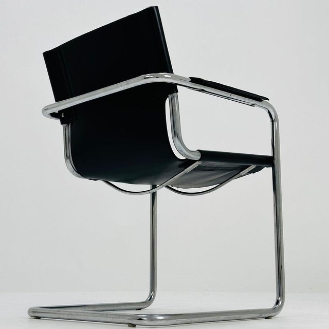 Vintage Italian Visitor Chair in Black Leather by Marcel Breuer, 1980s For Sale - Image 6 of 11