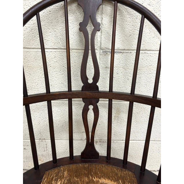 Early 20th Century Vintage or Antique Sack Back Rush Seat Windsor Arm Chair For Sale - Image 5 of 10