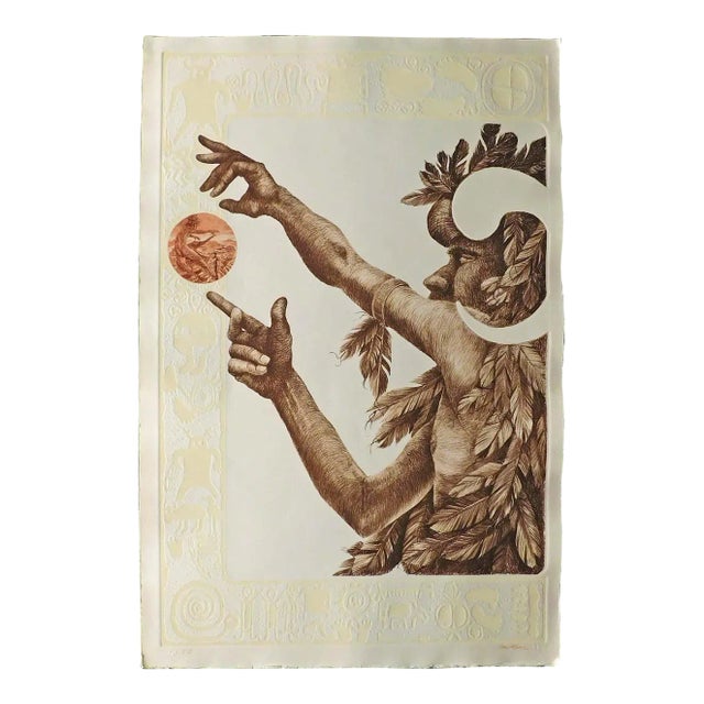 James Rome Signed Numbered Embossed Etching Native American Themed Artwork For Sale