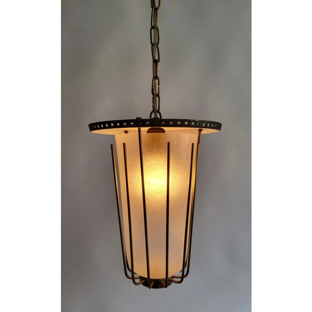 Gold Mid-Century Modern Brass and Glass Lantern, Austria, 1950s For Sale - Image 8 of 15