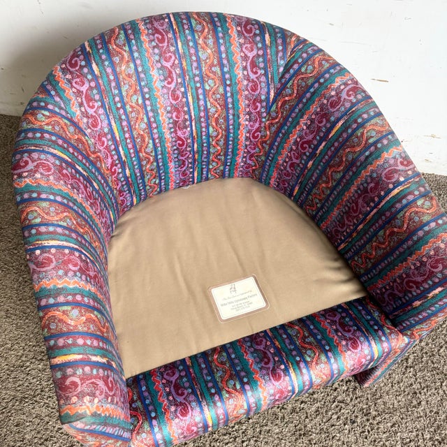 Textile Postmodern Multi Colored Barrell Chair For Sale - Image 7 of 11