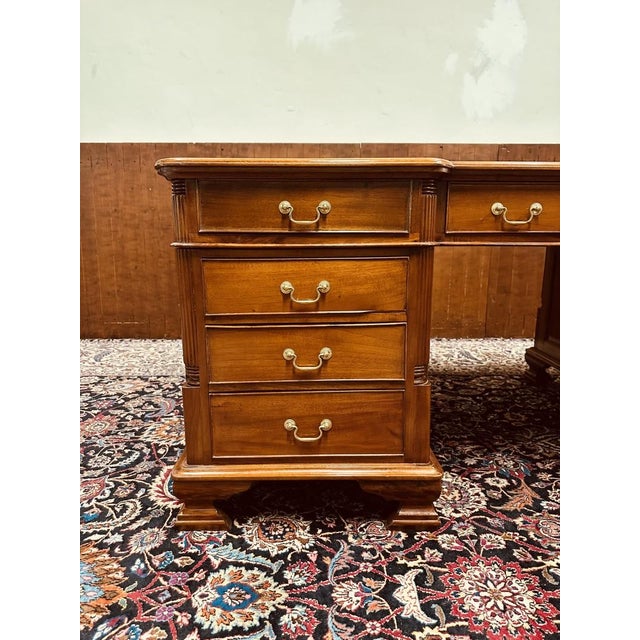 Antique English Partner Desk For Sale - Image 9 of 18