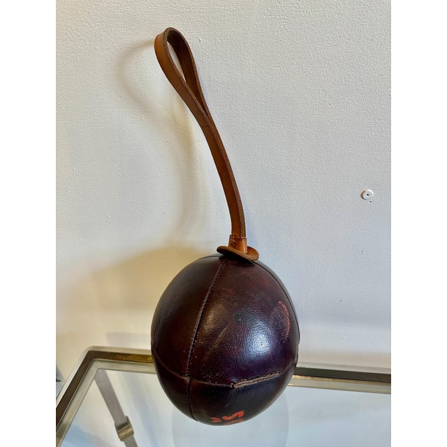 Three Vintage Leather Gym Accessories, France 1930's For Sale In Miami - Image 6 of 7