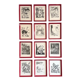 After Pablo Picasso “Eaux-Fortes Originales Pour Les Textes De Buffon” Suite of Twelve Framed Lithographs 1970s For Sale