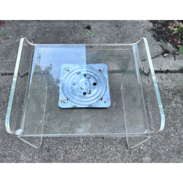 Attributed to Charles Hollis Jones Lucite 1970s Waterfall Swivel Bench or Ottoman For Sale - Image 9 of 17