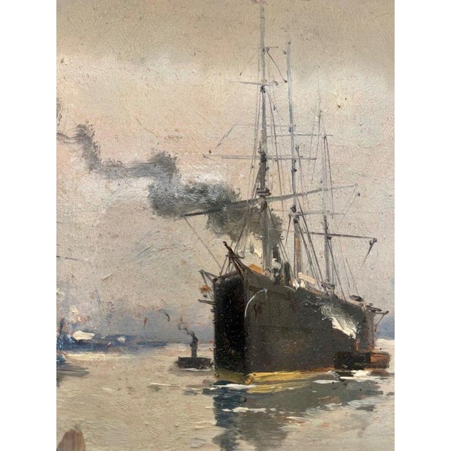 A. Michel / Eugène Galien Laloue, Port at Twilight, Oil on Board For Sale - Image 5 of 8