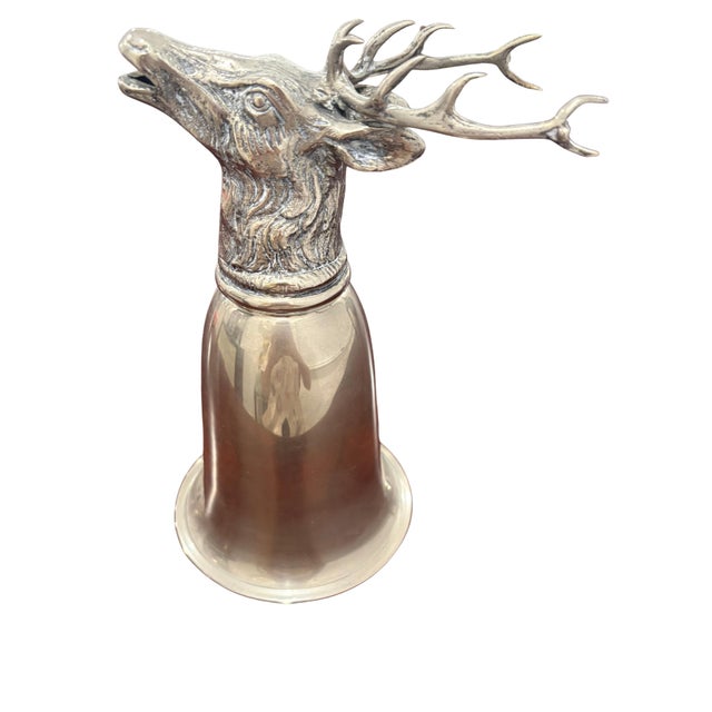 Gucci Vintage Gucci Silver-Tone Stag Deer Head Stirrup Cup, 8” For Sale - Image 4 of 8