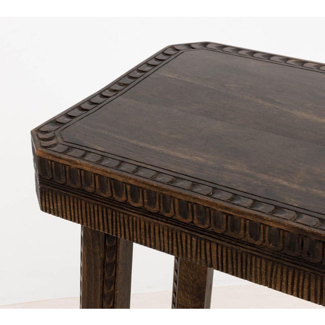 Mid 20th Century Arts and Crafts Style Hand-Carved Oak Console Table For Sale - Image 5 of 6