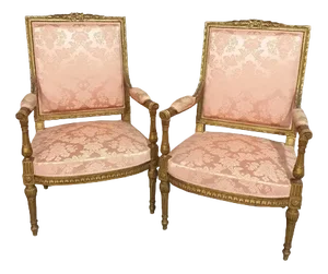 Set of Vintage French Gilt Fauteuils Chairs