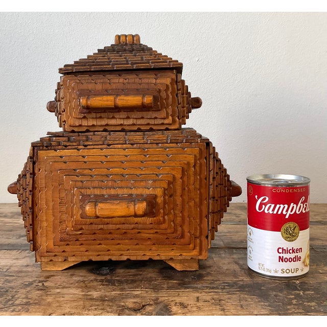 Vintage Original Tramp Art Stacked Box For Sale - Image 9 of 12