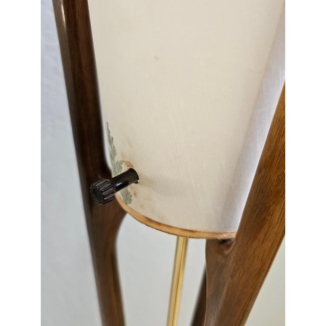 Brown 1960s Walnut Trident 3 Way Floor Lamp by John Keal for Modeline Style For Sale - Image 8 of 16