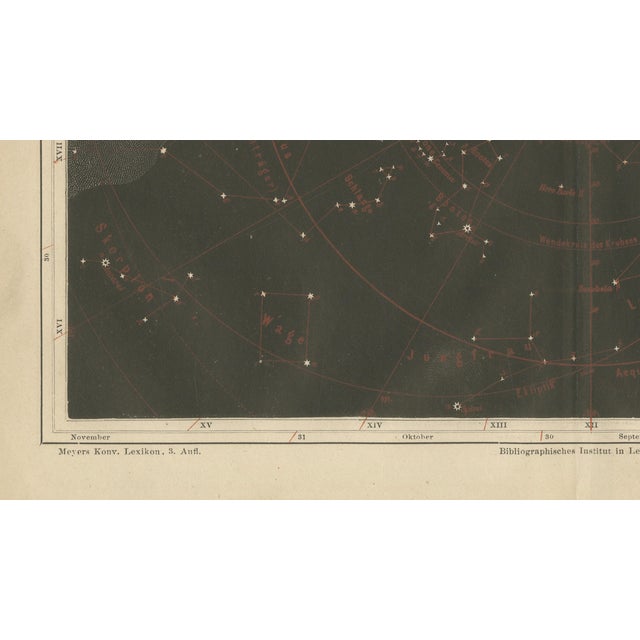 Antique Star Chart Northern Hemisphere Fixsterne from Meyers Leipzig, 1900s For Sale - Image 9 of 10