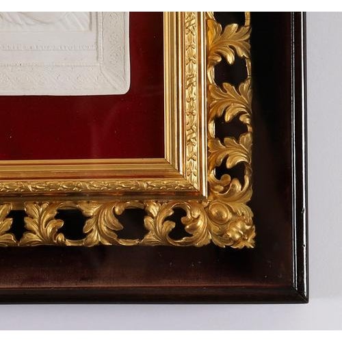 Antique Intaglios Christ and Archangel Gabriel Florentine Frames by Aeg, 1800s, Set of 2 For Sale - Image 5 of 12