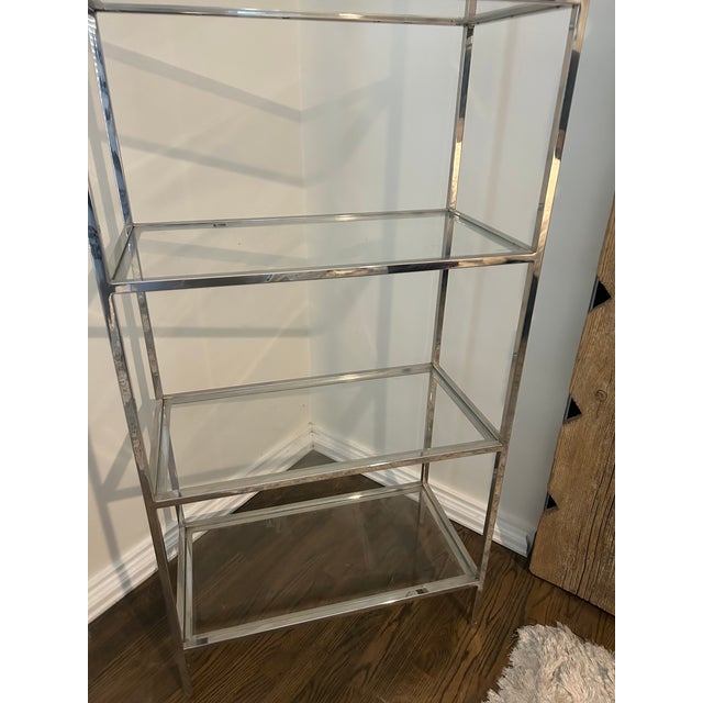 Mitchell Gold Mitchell Gold Bob Williams Chrome and Glass Shelf For Sale - Image 4 of 5