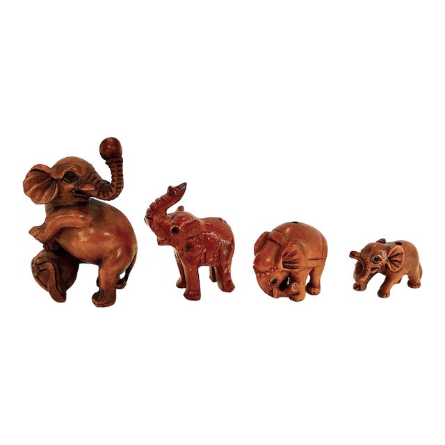 A Collection of Miniature, Hand-Carved Elephant Netsukes For Sale