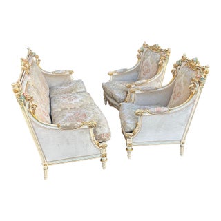 Vintage Luxury White and Gold Sofa For Sale