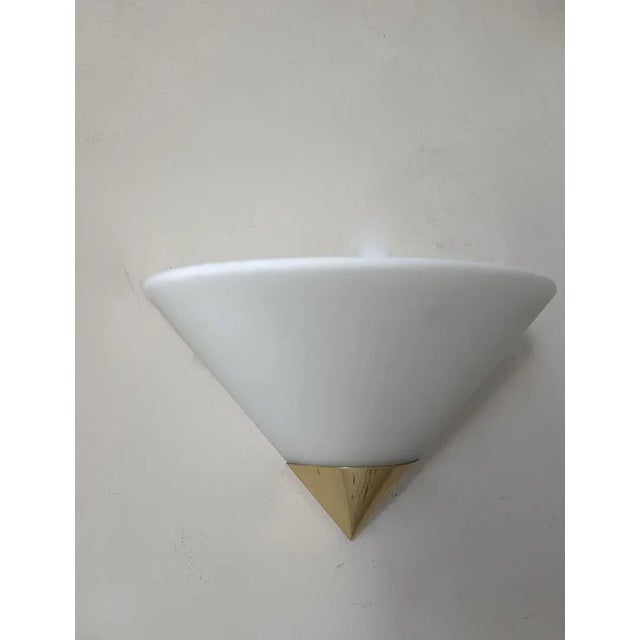 Opaline and Brass Wall Lamp, Germany, 1980s For Sale - Image 4 of 10