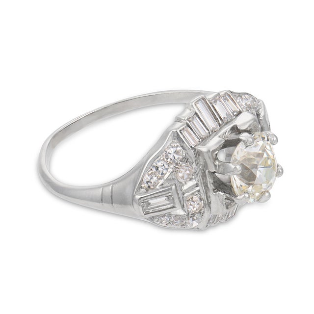 1950s 1950s Mid Century Gia 1.07 Carat Old Mine Cut Diamond Platinum Engagement Ring, Size 8 For Sale - Image 5 of 8