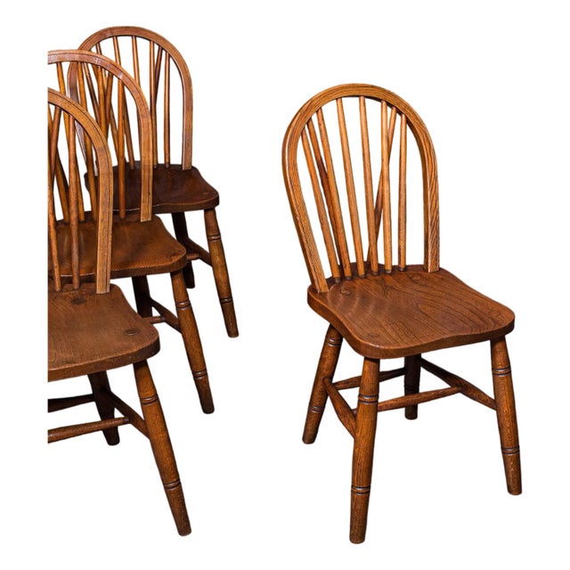 Set of 4 Side Chairs, English Hoop Back Seats, Wwii, Broad Arrow, Reception Hall For Sale