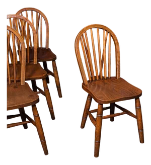 Set of 4 Side Chairs, English Hoop Back Seats, Wwii, Broad Arrow, Reception Hall