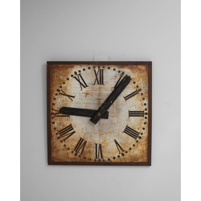 1920s French Industrial Metal Wall Clock Face For Sale - Image 16 of 18