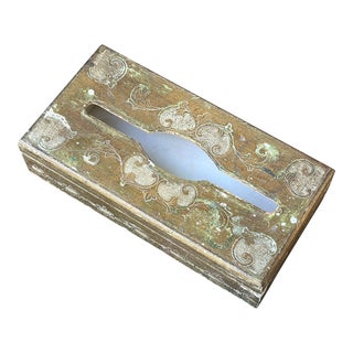 Mid-Century Italian Florentine Wooden Gilt Tissue Box For Sale