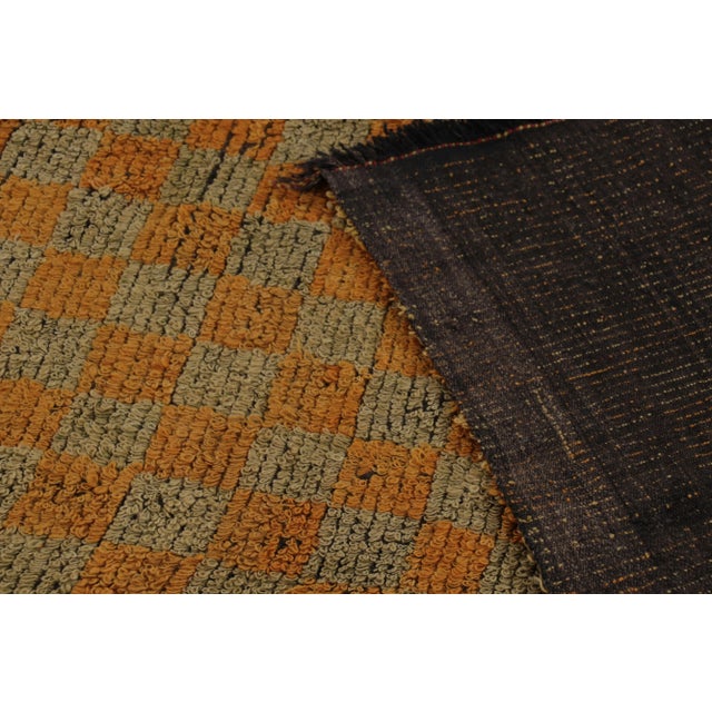 Beige Vintage Turkish Tulu Rug, Orange and Green Checkered Pattern - Rug & Kilim For Sale - Image 8 of 8