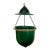 Large Antique 19th Century American Federal Emerald Green Blown Glass Bell Jar Hall Lantern With Witch's Hat Smoke Shade For Sale