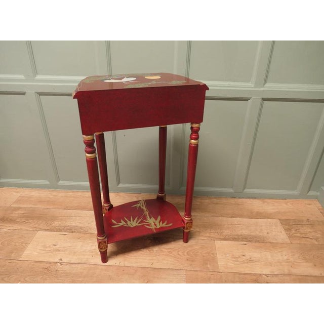Red Lacquer Chinoiserie Side Table, 1920 For Sale - Image 3 of 7