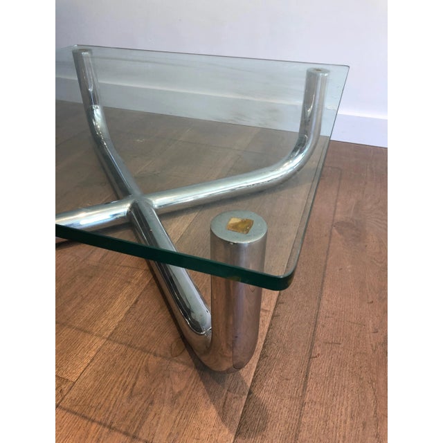 1970s French Chromed Glass Shelf Coffee Table For Sale - Image 10 of 13