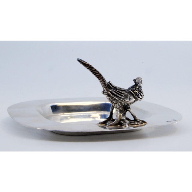 Plain Silver Catchall with Bird Appliqué Handle For Sale - Image 3 of 8