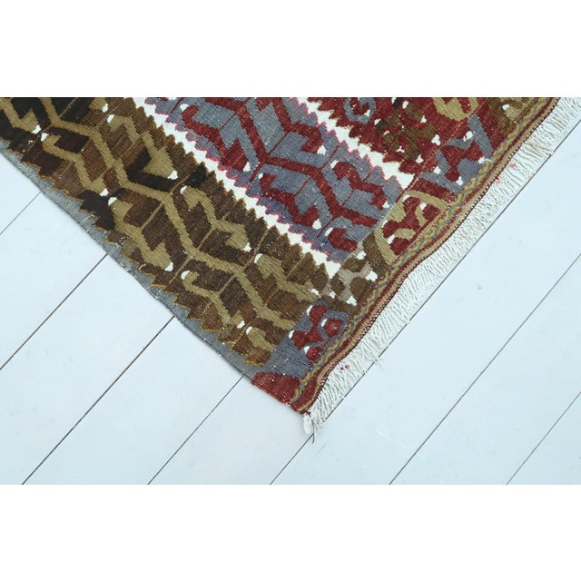 1960s Vintage Turkish Kilim Flat Weave Rug For Sale - Image 5 of 11