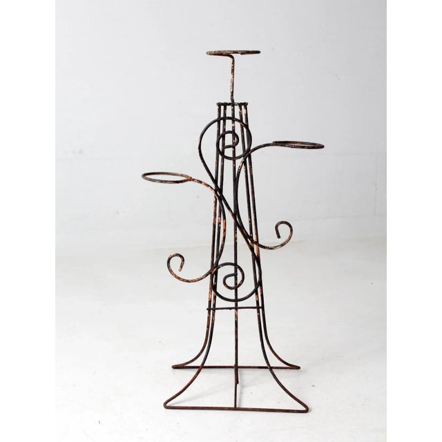 Mid-Century Modern Vintage Wrought Iron Plant Stand For Sale - Image 3 of 10