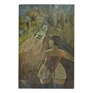 Alberto Gallerati, A Woman in the Dark, Oil Painting, 1970s For Sale