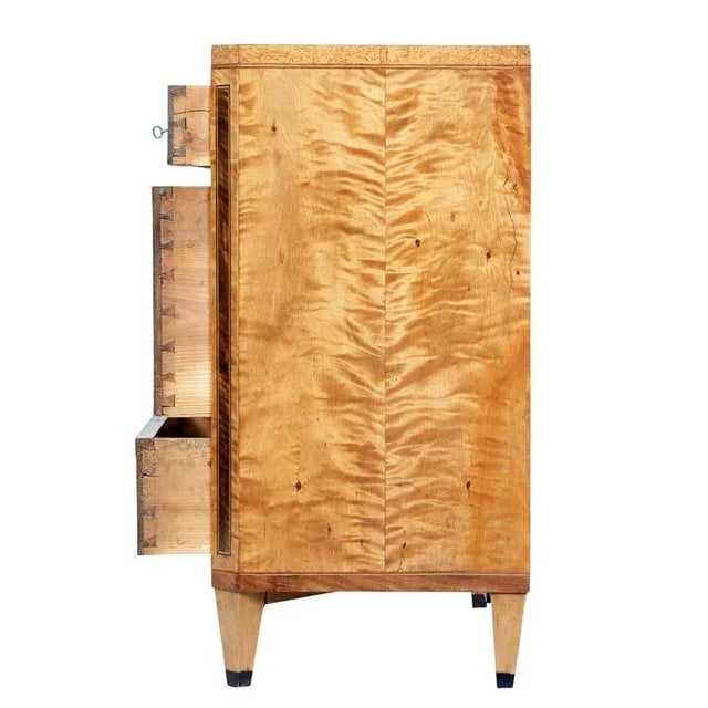 Swedish 19th century inlaid birch chest of drawers circa 1830. fine quality swedish commode, with inlay, stringing and...