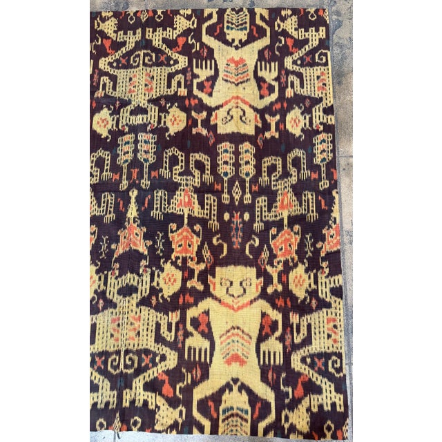 Tribal Mid-19th Century Indonesian Ikat Textile Tapestry - 4'' X 4'4'' For Sale - Image 3 of 5