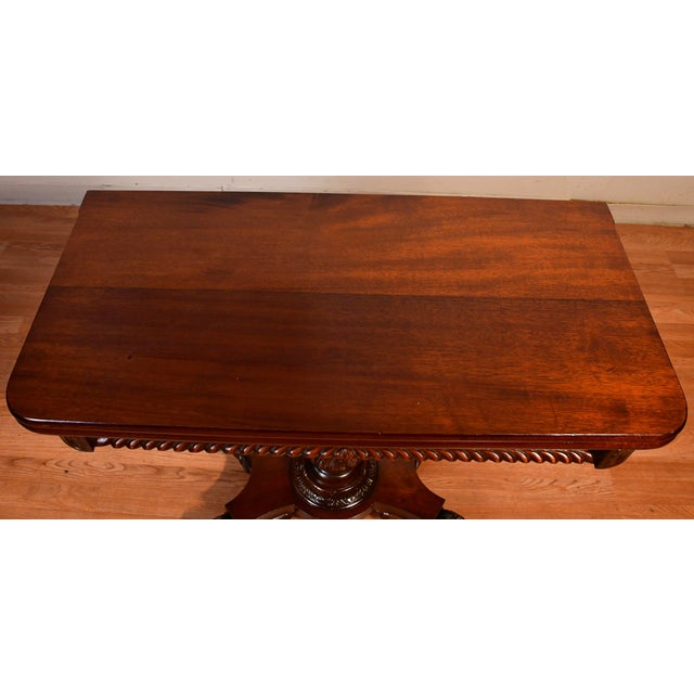 1910s Antique American Empire Solid Mahogany Flip-Top Game Table / Console Table For Sale - Image 17 of 18