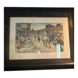 1901 Cecil Aldin Blue Market Races “Homewards” Lithograph in Orig Frame For Sale