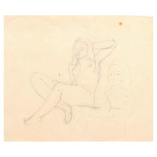 Jeanne Daour, Nude, Pencil on Paper, 20th Century For Sale