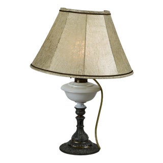 Vintage Table Lamp with Parchment Hood For Sale