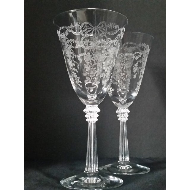 Fostoria Romance Etched Crystal Glasses Pair Chairish