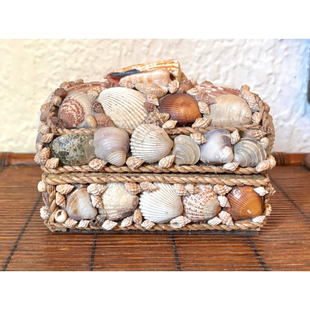 Cream Vintage Shell Encrusted Domed Lid Box For Sale - Image 8 of 8