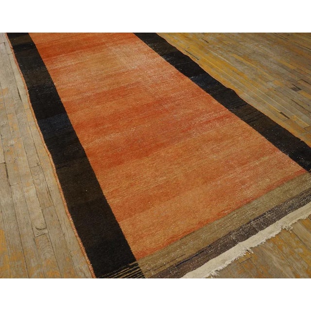1950s Orange Open Field Vintage Turkish Anatolian Runner Carpet 4'3" X 18'8" Knotted Wool Rug For Sale - Image 9 of 9