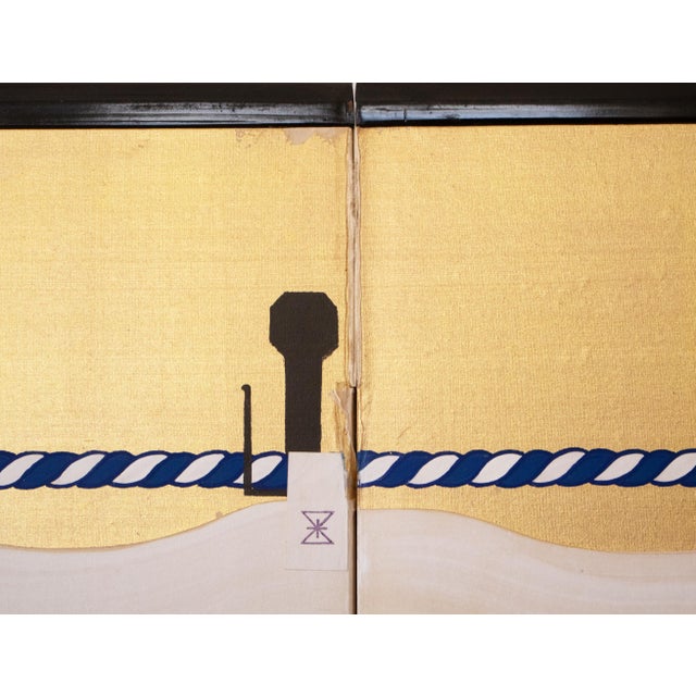 Rare Pre-1940s "Watanabe Moritsuna Crest", Japanese Byobu Screen For Sale - Image 13 of 18