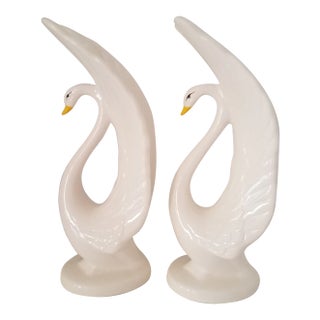 Vintage Porcelain Swan Figurines - a Pair For Sale