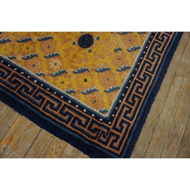 Antique Chinese - Ningxia Chinese Allover Geometric Knotted Rug, Circa Date: 1850s. This exceptional piece from the...